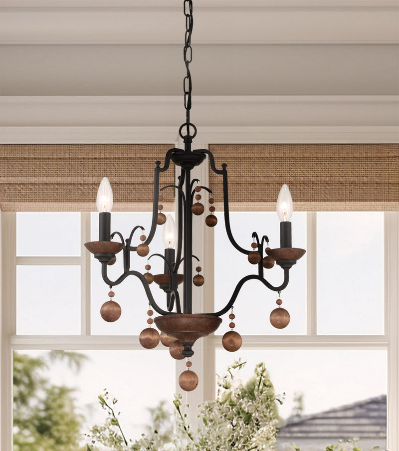 Minka-Lavery - 2663-723 - Three Light Chandelier - Colonial Charm - Old World Bronze W/Walnut Acce