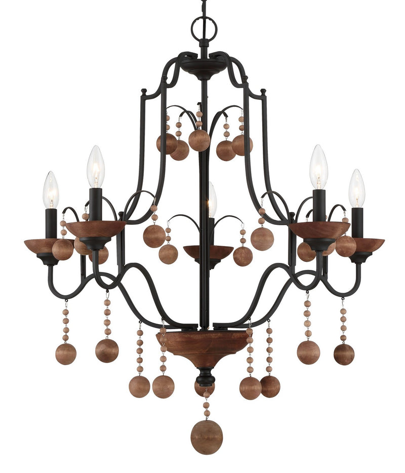 Five Light Chandelier<br /><span style="color:#4AB0CE;">Entrega: 4-10 dias en USA</span><br /><span style="color:#4AB0CE;font-size:60%;">PREGUNTE POR ENTREGA EN PANAMA</span><br />Collection: Colonial Charm<br />Finish: Old World Bronze W/Walnut Acce