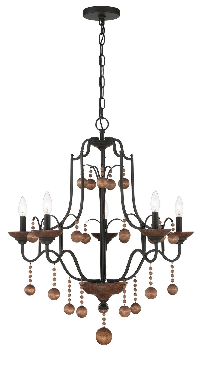 Five Light Chandelier<br /><span style="color:#4AB0CE;">Entrega: 4-10 dias en USA</span><br /><span style="color:#4AB0CE;font-size:60%;">PREGUNTE POR ENTREGA EN PANAMA</span><br />Collection: Colonial Charm<br />Finish: Old World Bronze w/Walnut