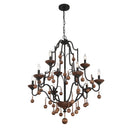 Nine Light Chandelier<br /><span style="color:#4AB0CE;">Entrega: 4-10 dias en USA</span><br /><span style="color:#4AB0CE;font-size:60%;">PREGUNTE POR ENTREGA EN PANAMA</span><br />Collection: Colonial Charm<br />Finish: Old World Bronze w/Walnut