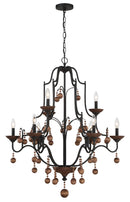 Nine Light Chandelier<br /><span style="color:#4AB0CE;">Entrega: 4-10 dias en USA</span><br /><span style="color:#4AB0CE;font-size:60%;">PREGUNTE POR ENTREGA EN PANAMA</span><br />Collection: Colonial Charm<br />Finish: Old World Bronze w/Walnut