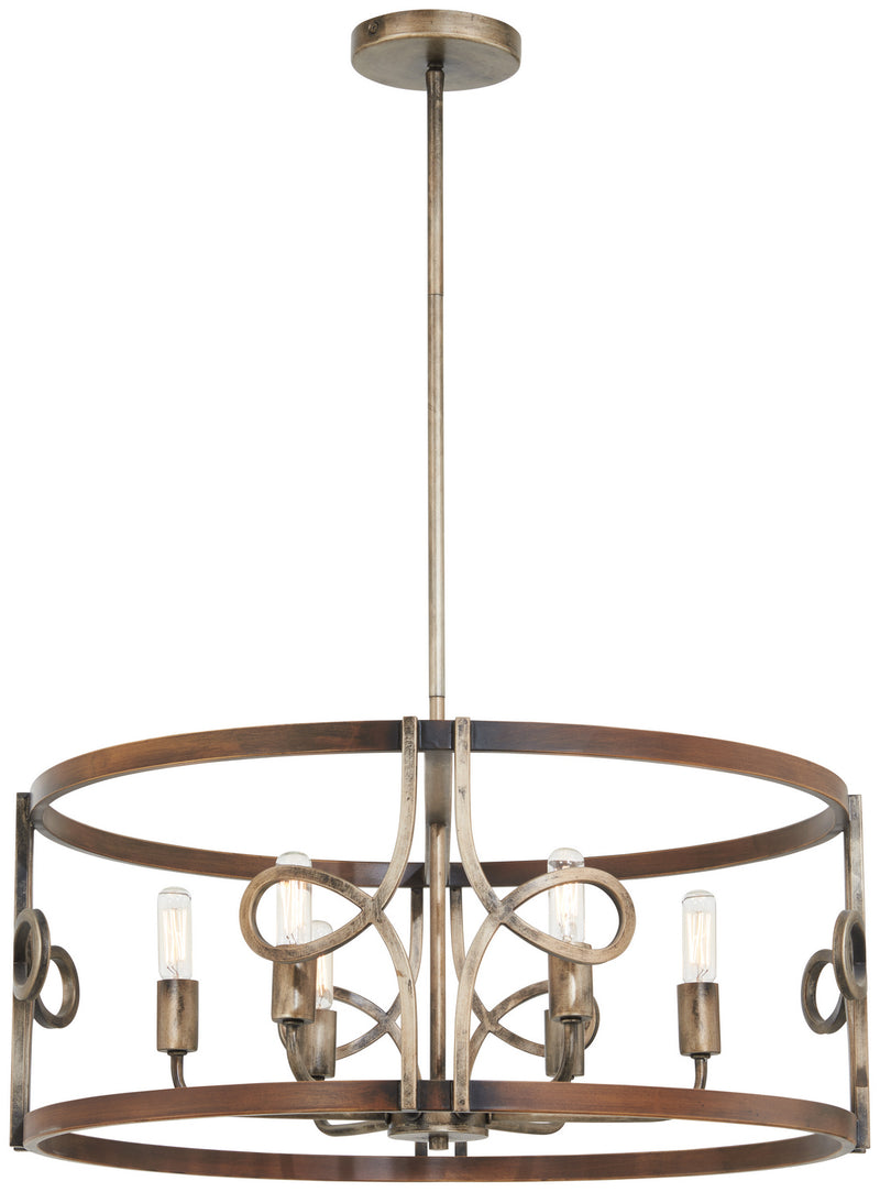 Minka-Lavery - 2696-115 - Six Light Pendant - Yorkville by Robin Baron - Aged Darkwood w/Silver Patina