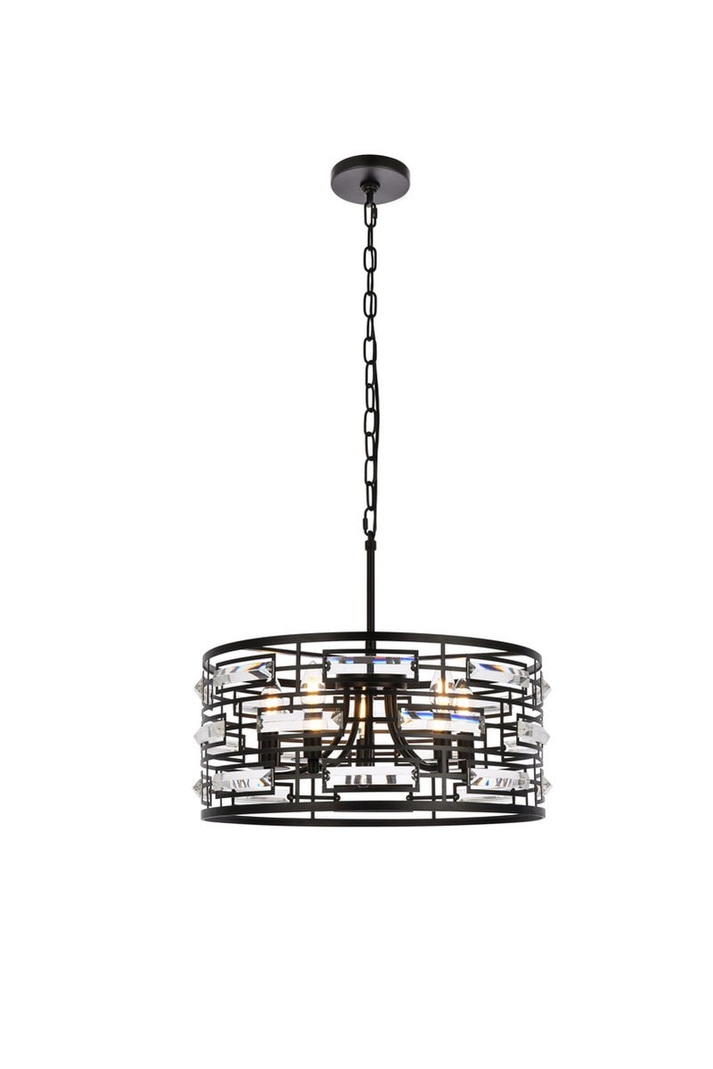 Elegant Lighting - 1108D19BK - Five Light Pendant - Kennedy - Black