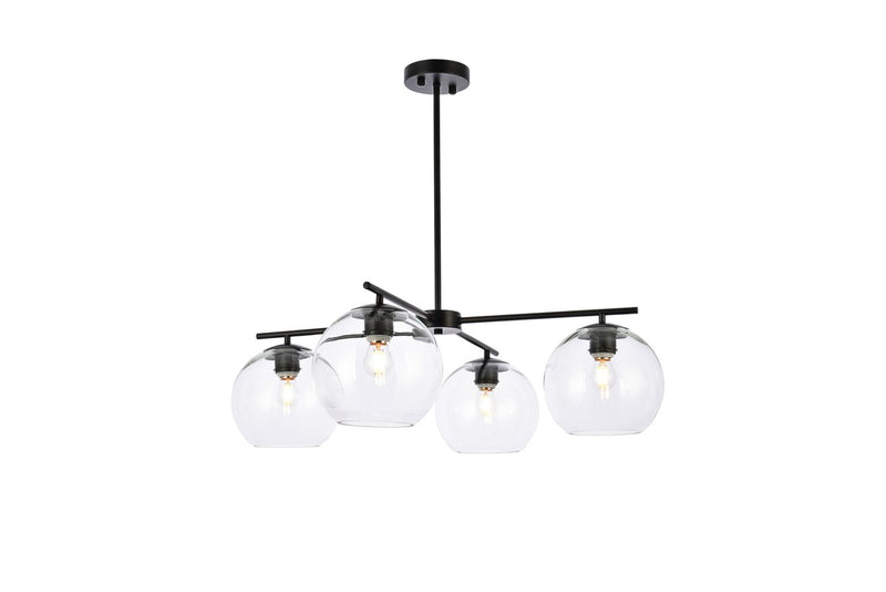Elegant Lighting - LD2331BK - Four Light Pendant - Opus - Black