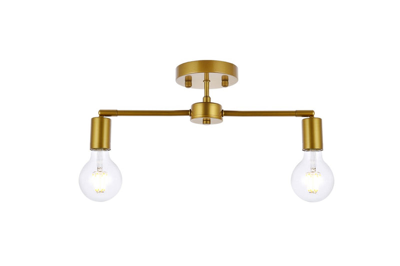 Elegant Lighting - LD2348BR - Two Light Flush Mount - Zane - Brass