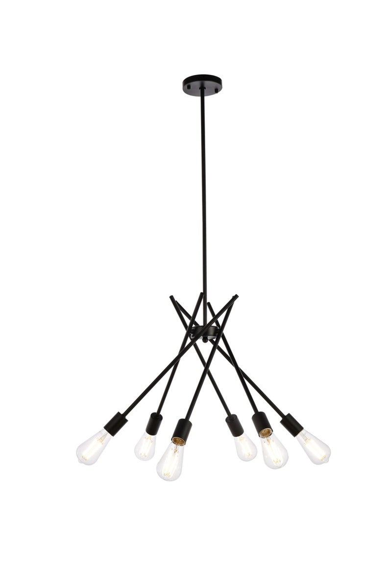 Elegant Lighting - LD640D23BK - Six Light Pendant - Lucca - black