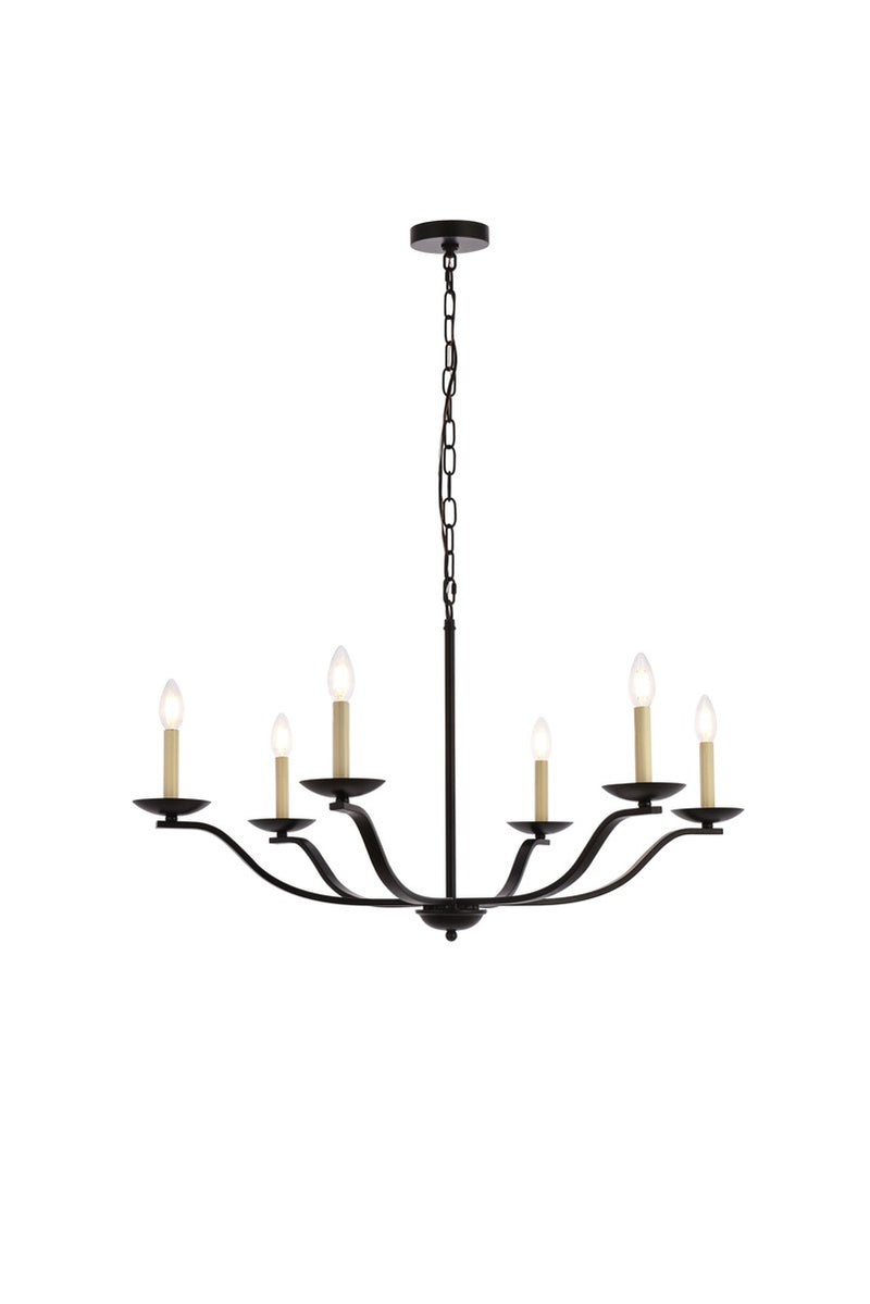 Elegant Lighting - LD641D36BK - Six Light Pendant - Trey - black