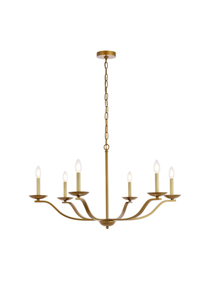 Elegant Lighting - LD641D36BR - Six Light Pendant - Trey - brass