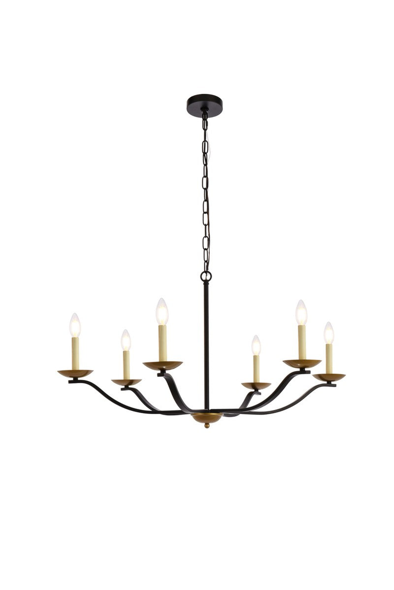 Elegant Lighting - LD641D36BRK - Six Light Pendant - Trey - black