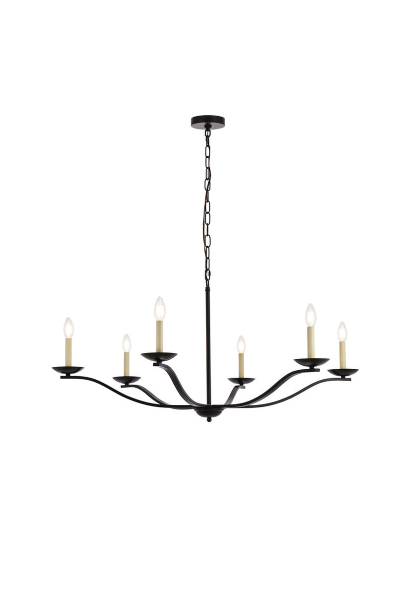 Elegant Lighting - LD641D42BK - Six Light Pendant - Trey - black