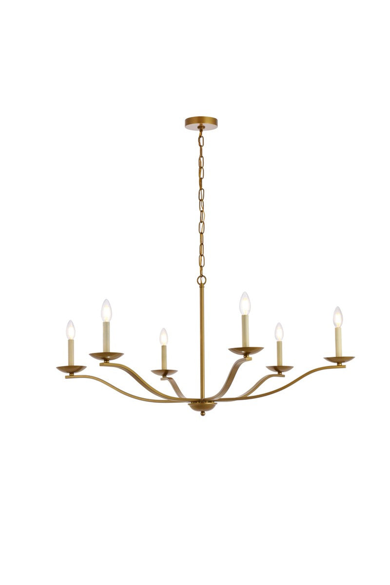 Elegant Lighting - LD641D42BR - Six Light Pendant - Trey - brass