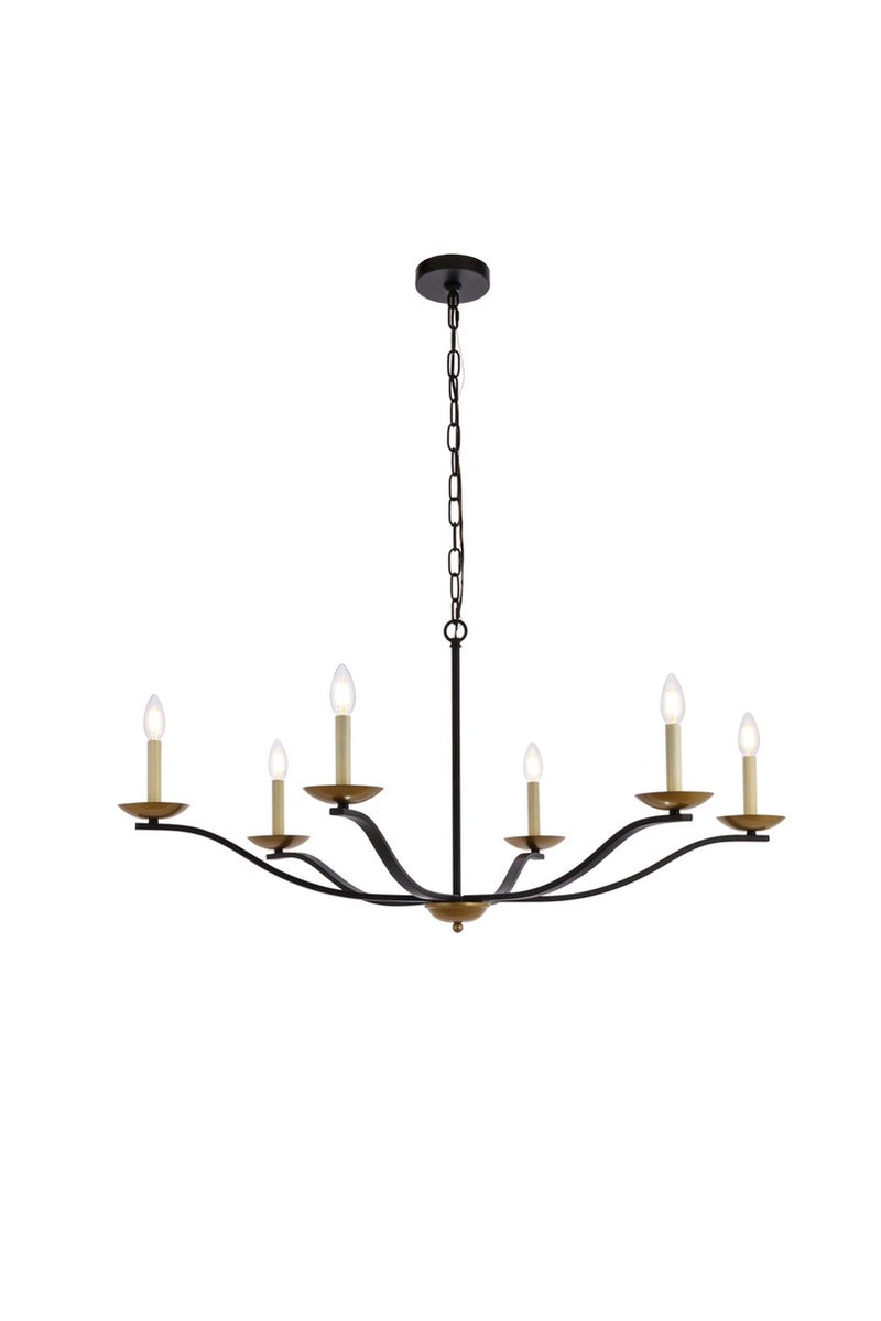 Elegant Lighting - LD641D42BRK - Six Light Pendant - Trey - black