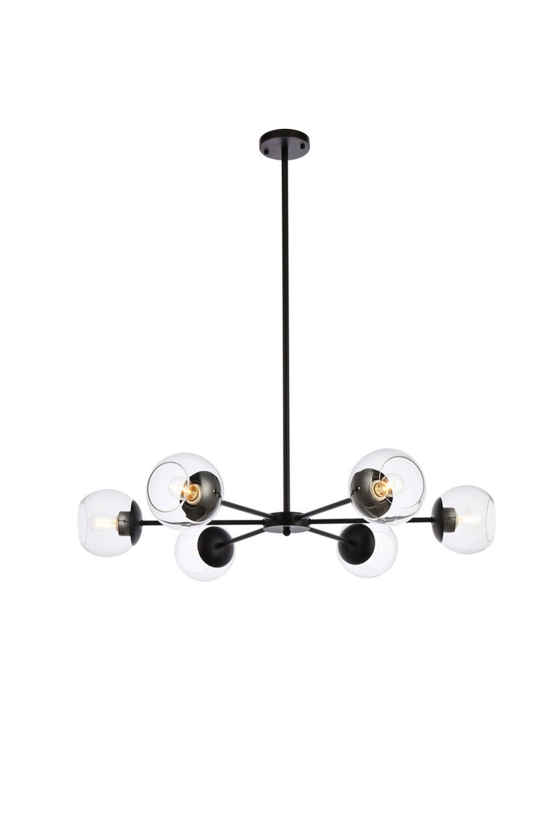 Elegant Lighting - LD642D36BK - Six Light Pendant - Briggs - black