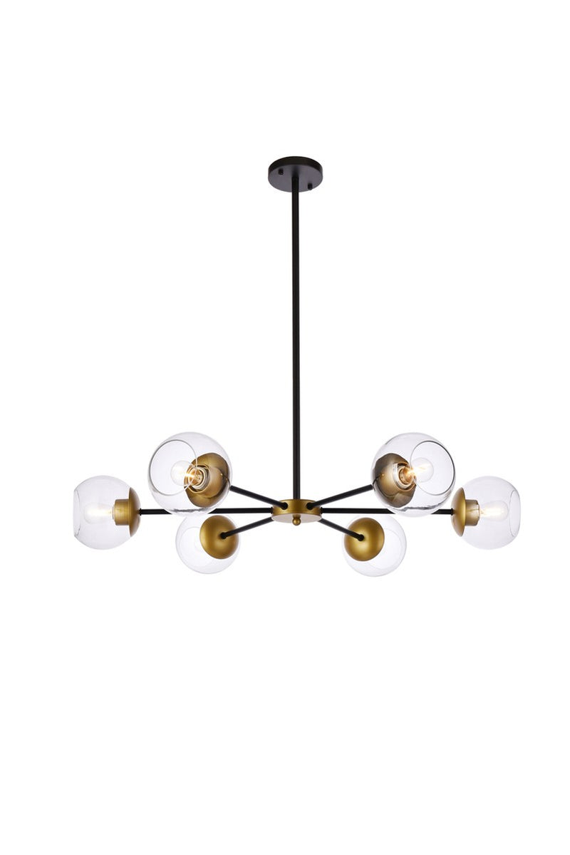 Elegant Lighting - LD642D36BRK - Six Light Pendant - Briggs - black