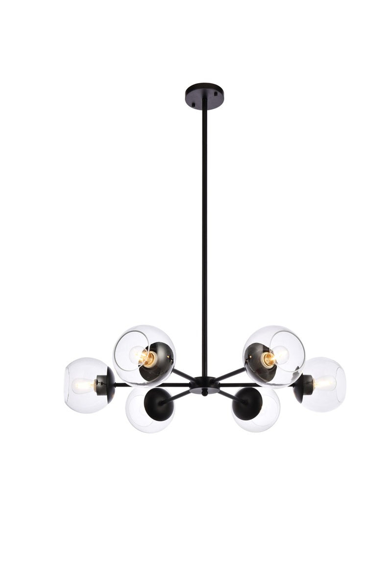 Elegant Lighting - LD644D30BK - Six Light Pendant - Briggs - black