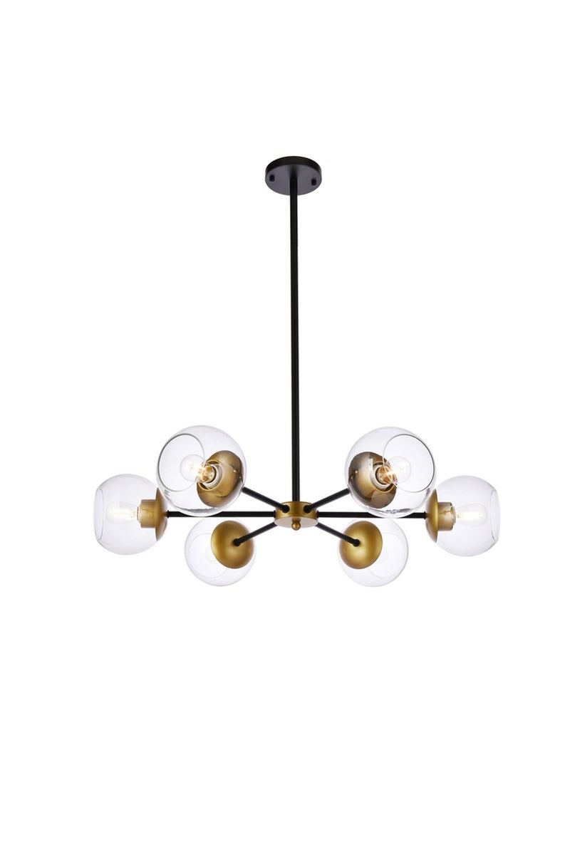 Elegant Lighting - LD644D30BRK - Six Light Pendant - Briggs - black