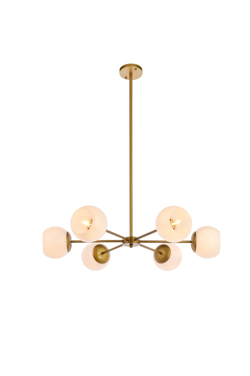 Elegant Lighting - LD645D30BR - Six Light Pendant - Briggs - brass