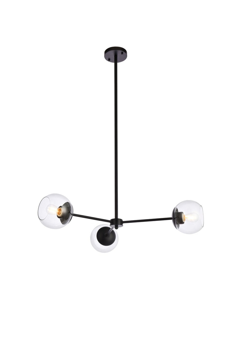 Elegant Lighting - LD646D32BK - Three Light Pendant - Briggs - black