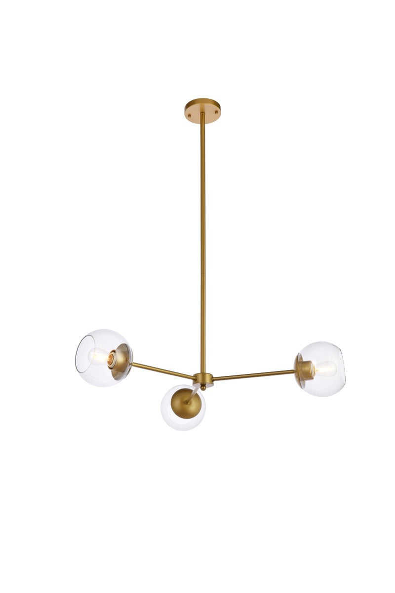 Elegant Lighting - LD646D32BR - Three Light Pendant - Briggs - brass