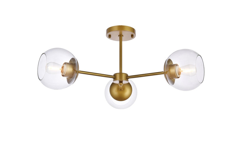 Elegant Lighting - LD648F26BR - Three Light Flush Mount - Briggs - brass