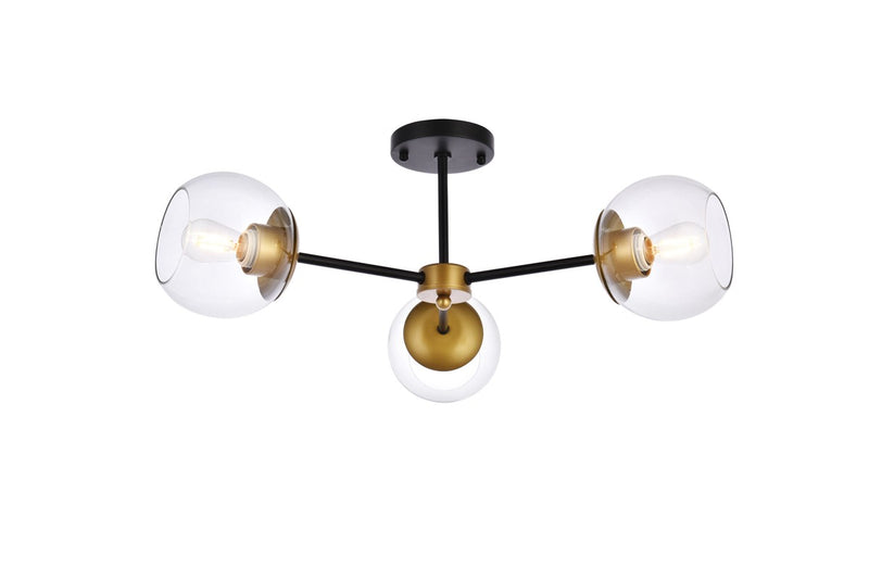 Elegant Lighting - LD648F26BRK - Three Light Flush Mount - Briggs - black