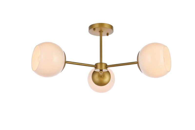 Elegant Lighting - LD649F26BR - Three Light Flush Mount - Briggs - brass