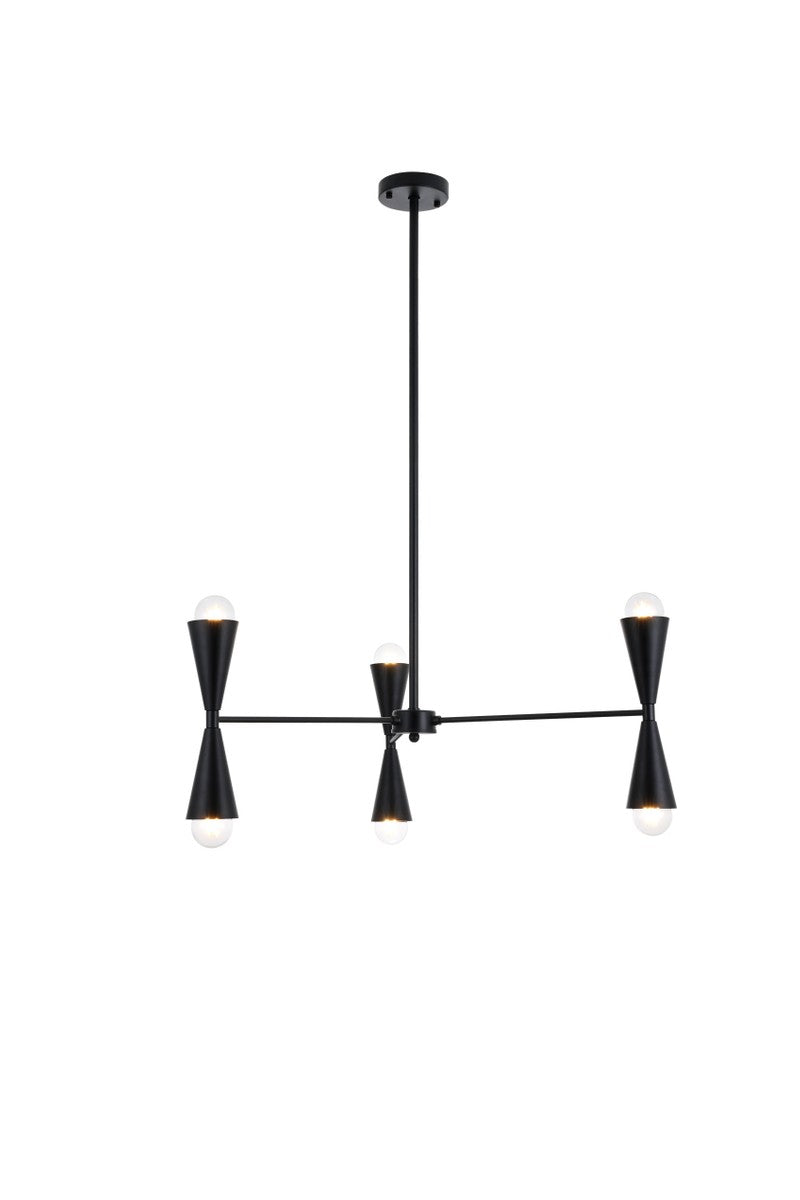 Elegant Lighting - LD650D34BK - Six Light Pendant - Cade - black