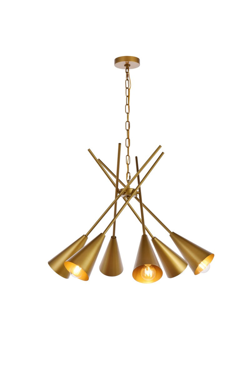 Elegant Lighting - LD651D32BR - Six Light Pendant - Casen - brass