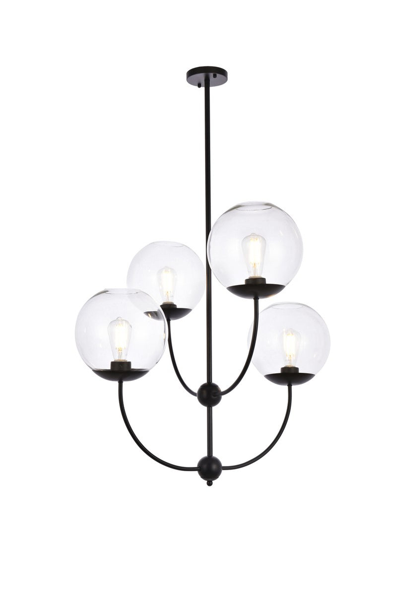 Elegant Lighting - LD652D30BK - Four Light Pendant - Lennon - black