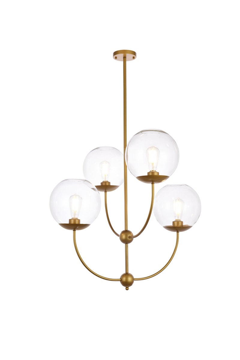 Elegant Lighting - LD652D30BR - Four Light Pendant - Lennon - brass