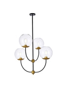 Elegant Lighting - LD652D30BRK - Four Light Pendant - Lennon - black