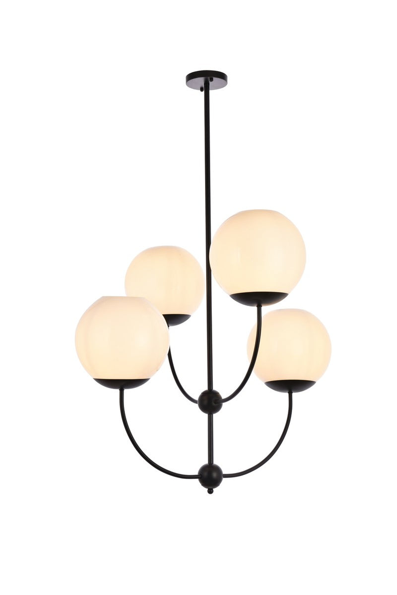 Elegant Lighting - LD653D30BK - Four Light Pendant - Lennon - black