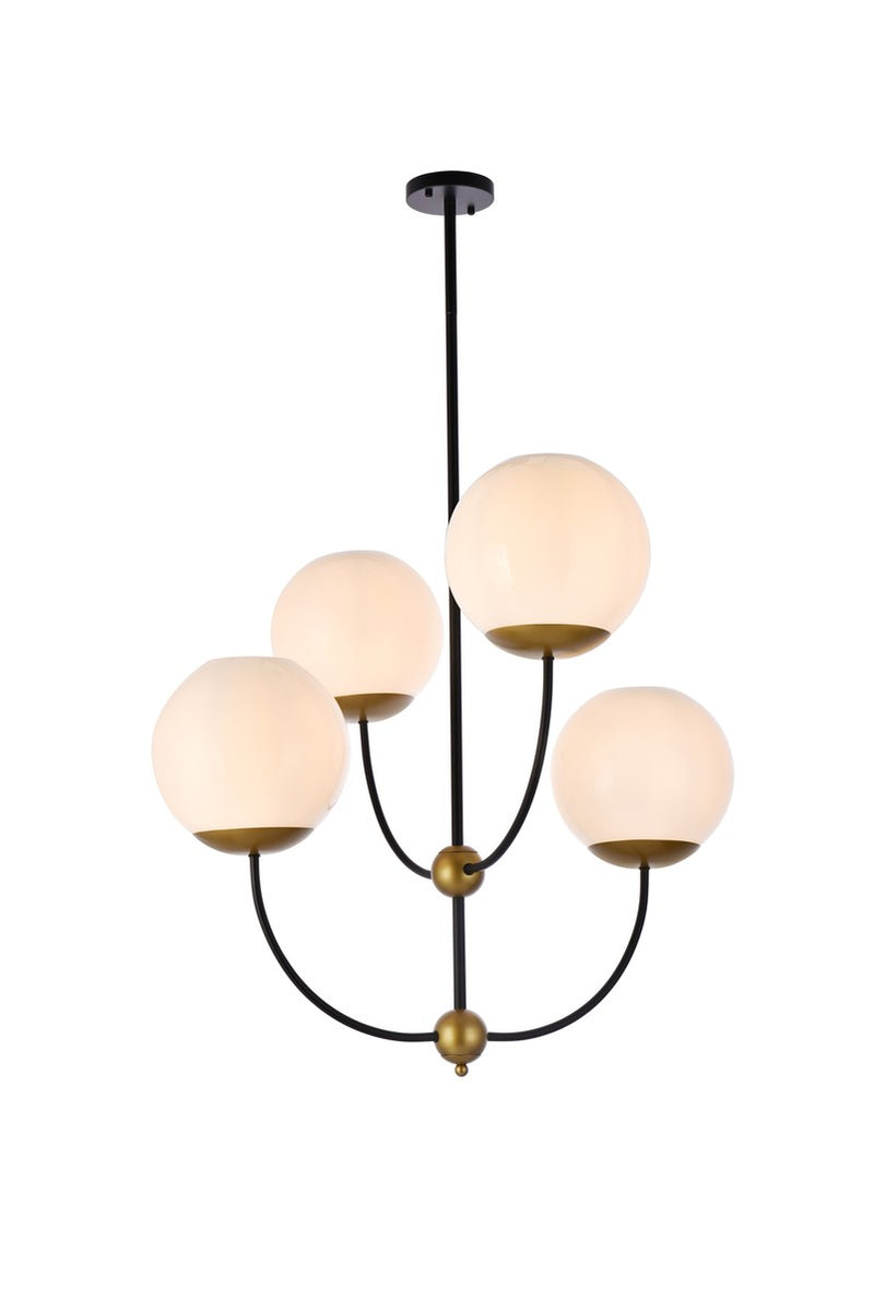 Elegant Lighting - LD653D30BRK - Four Light Pendant - Lennon - black