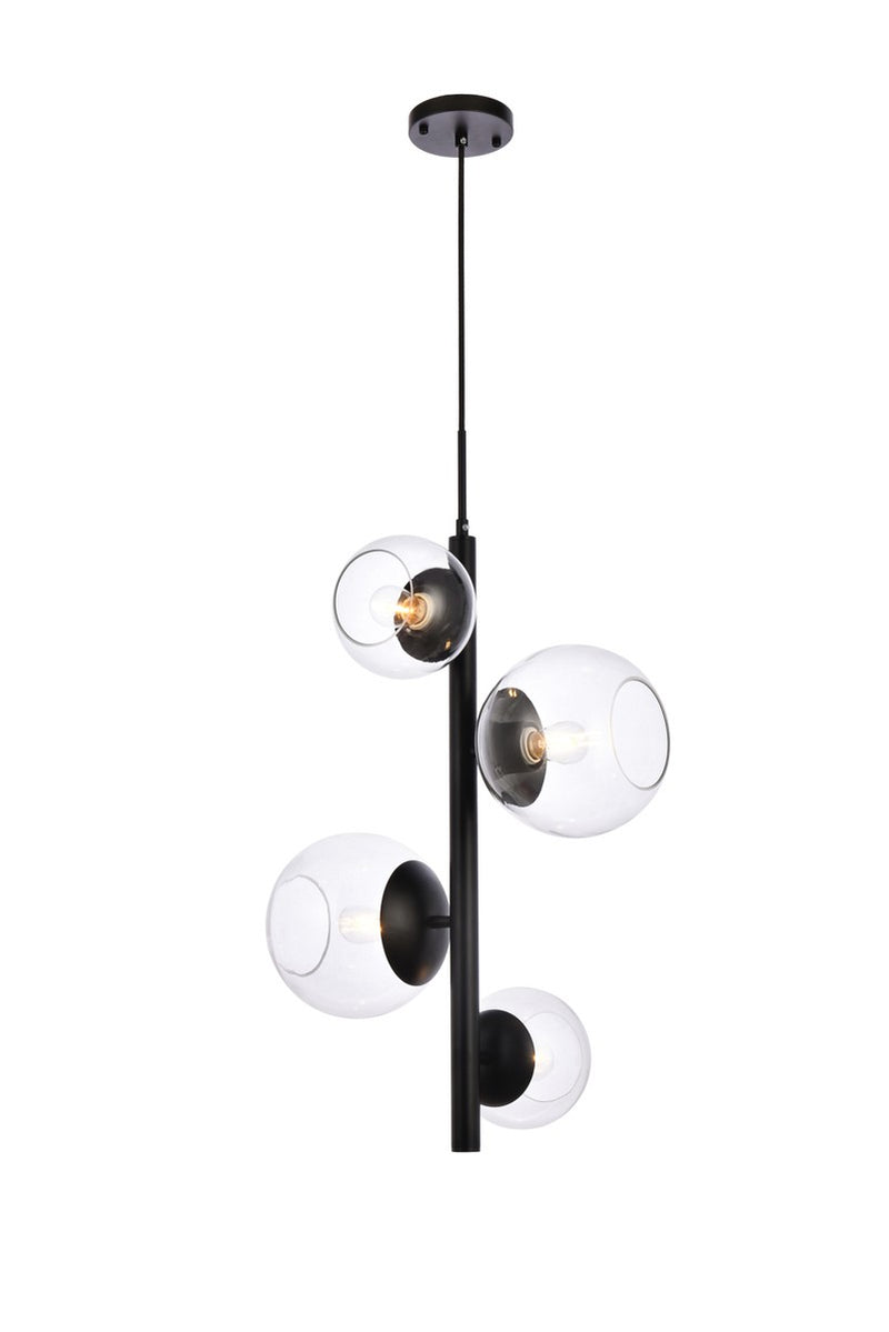 Elegant Lighting - LD654D18BK - Four Light Pendant - Wells - black