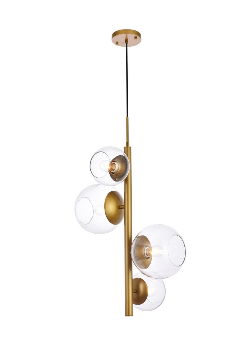 Elegant Lighting - LD654D18BR - Four Light Pendant - Wells - brass