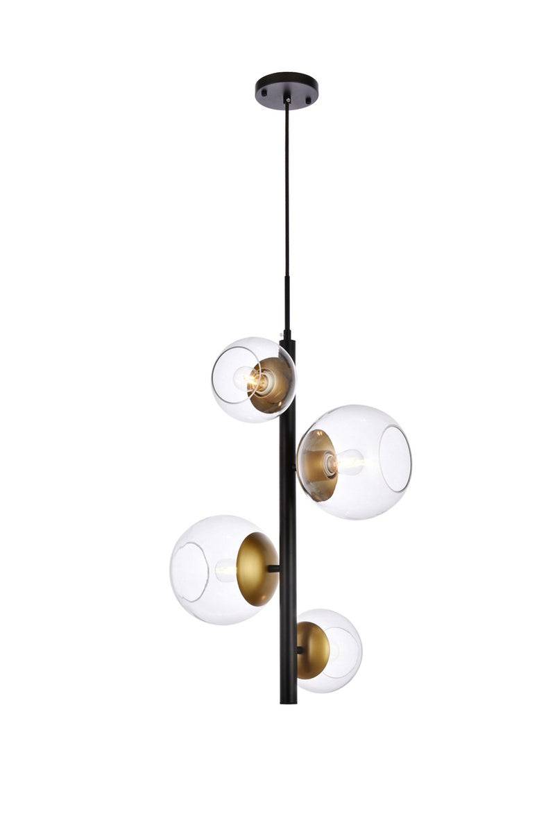 Elegant Lighting - LD654D18BRK - Four Light Pendant - Wells - black