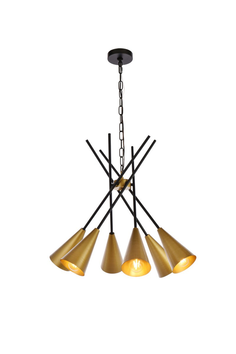 Elegant Lighting - LD651D32BRK - Six Light Pendant - Casen - black