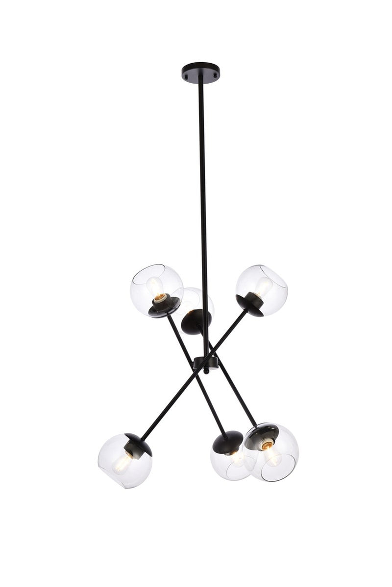 Elegant Lighting - LD656D24BK - Six Light Pendant - Axl - black