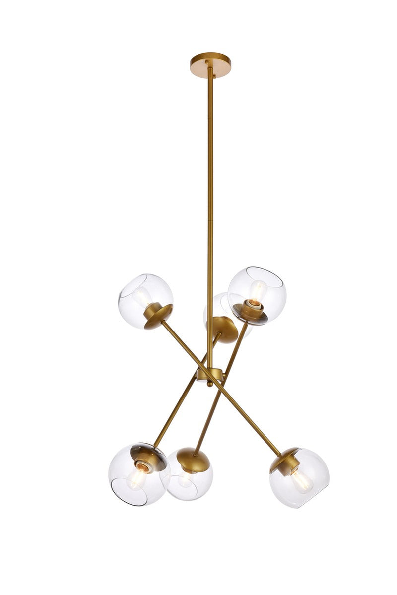 Elegant Lighting - LD656D24BR - Six Light Pendant - Axl - brass