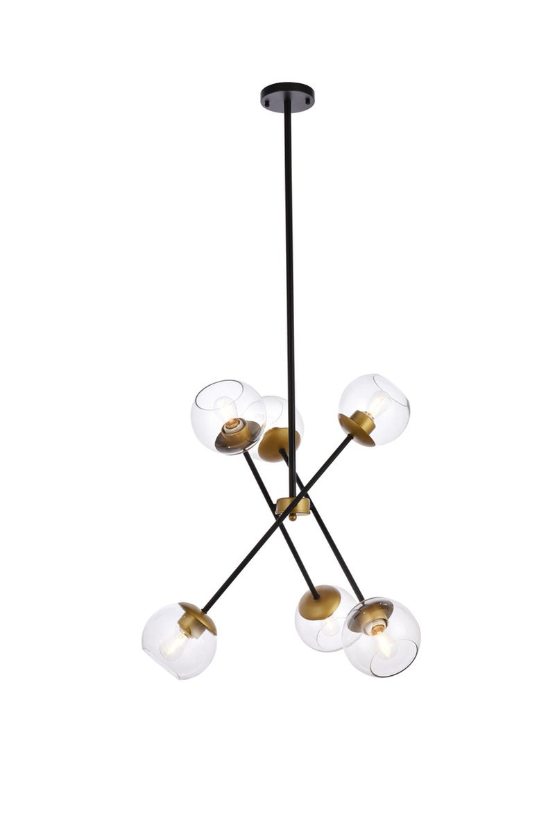 Elegant Lighting - LD656D24BRK - Six Light Pendant - Axl - black