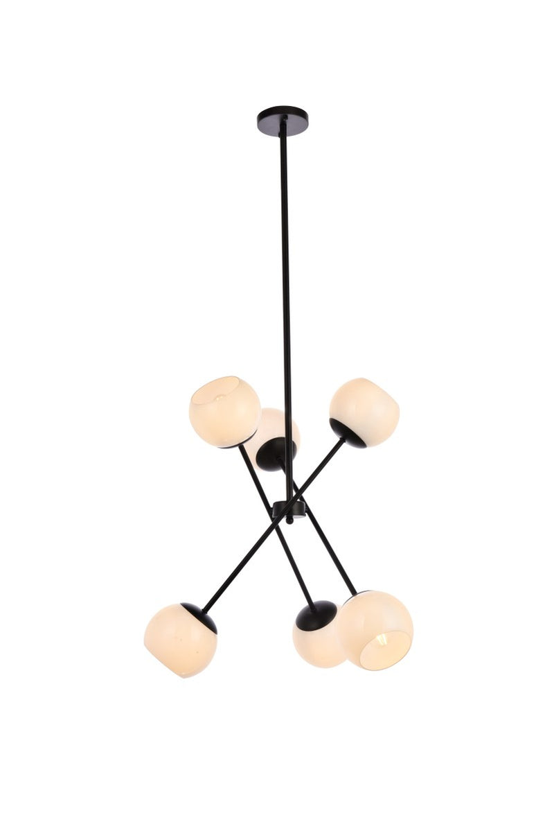 Elegant Lighting - LD657D24BK - Six Light Pendant - Axl - black