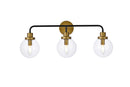Elegant Lighting - LD7035W28BRB - Three Light Bath - Hanson - Black and Brass