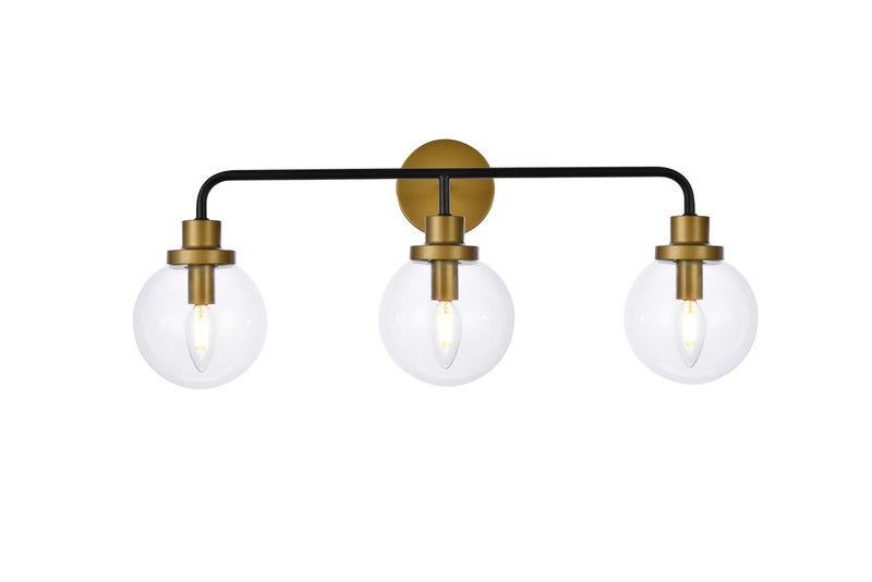 Elegant Lighting - LD7035W28BRB - Three Light Bath - Hanson - Black and Brass