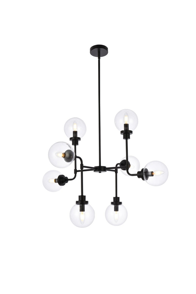 Elegant Lighting - LD7039D36BK - Eight Light Pendant - Hanson - Black