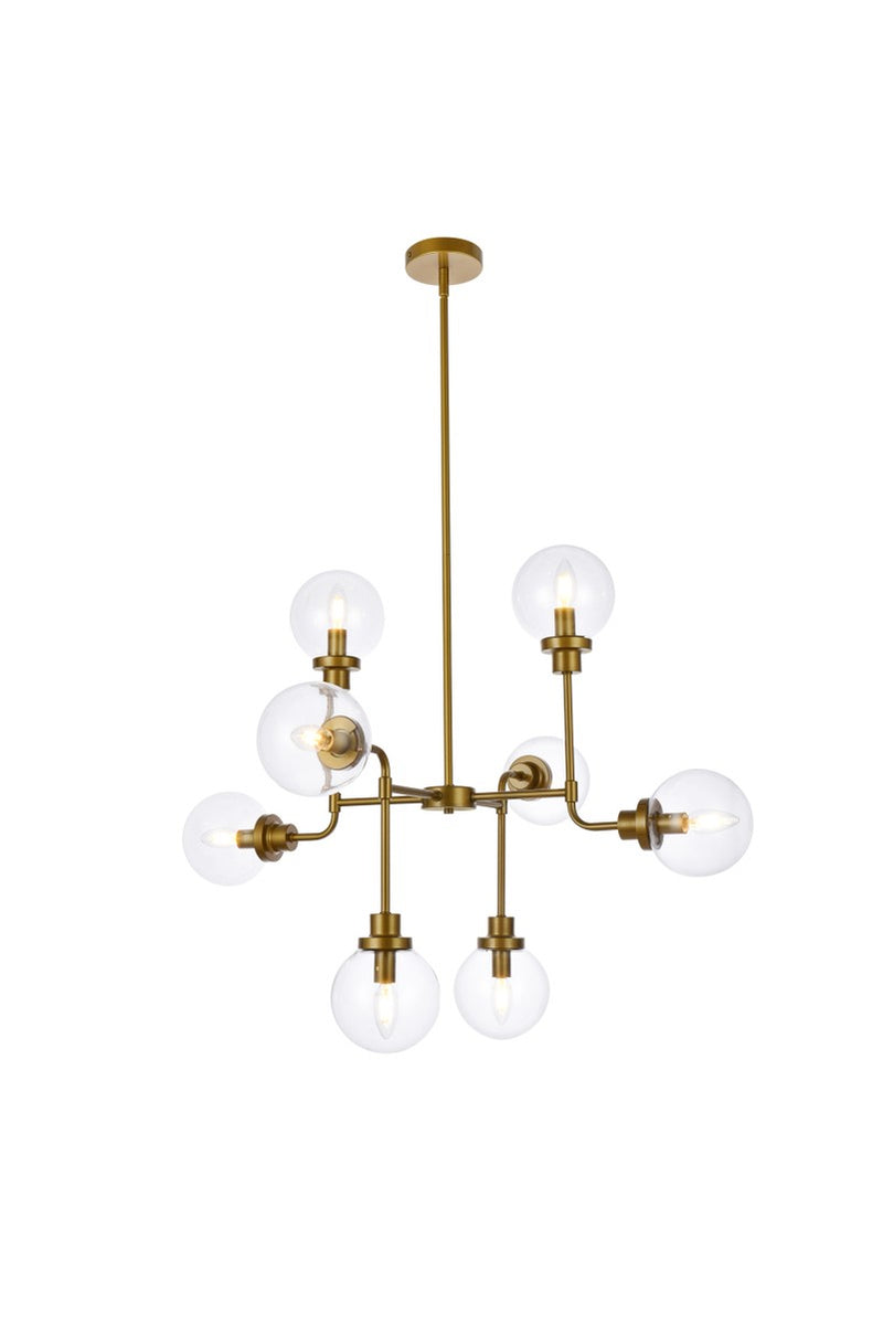 Elegant Lighting - LD7039D36BR - Eight Light Pendant - Hanson - Brass