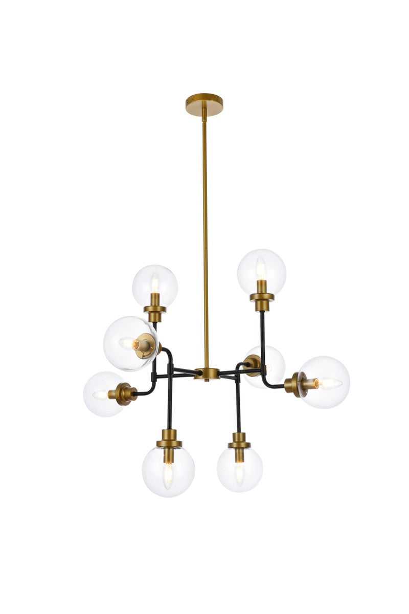 Elegant Lighting - LD7039D36BRB - Eight Light Pendant - Hanson - Black and Brass