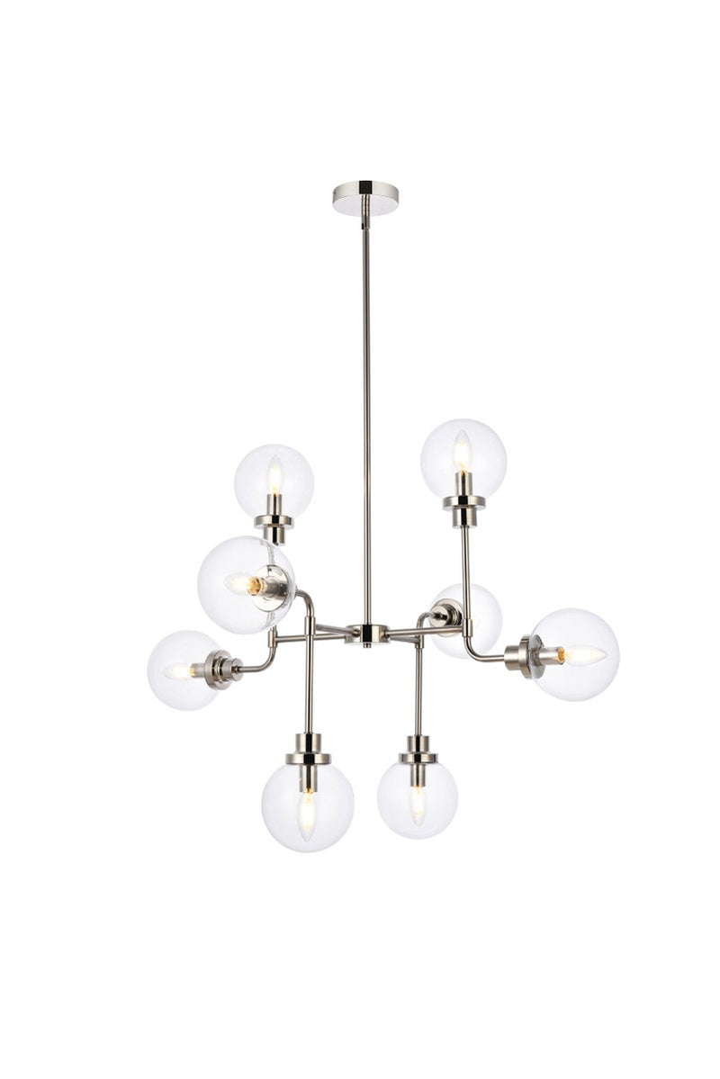 Elegant Lighting - LD7039D36PN - Eight Light Pendant - Hanson - Polished Nickel