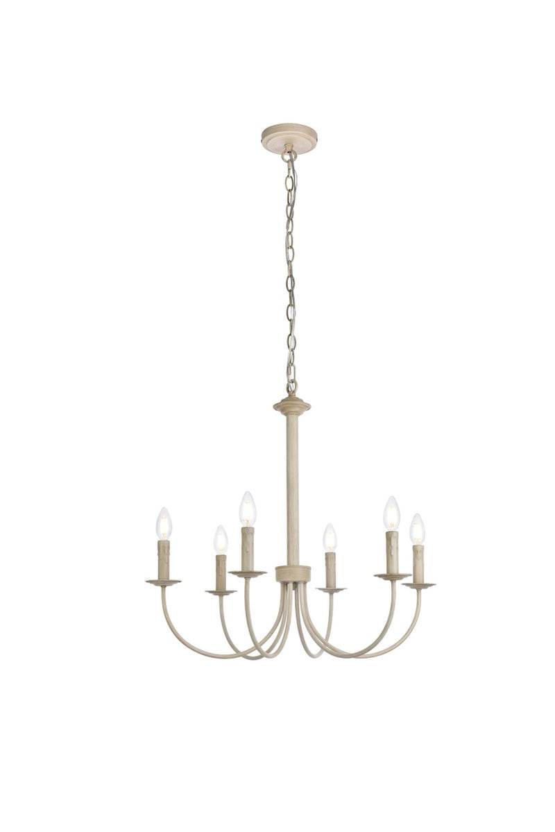 Elegant Lighting - LD7040D26WD - Six Light Pendant - Brielle - Weathered Dove