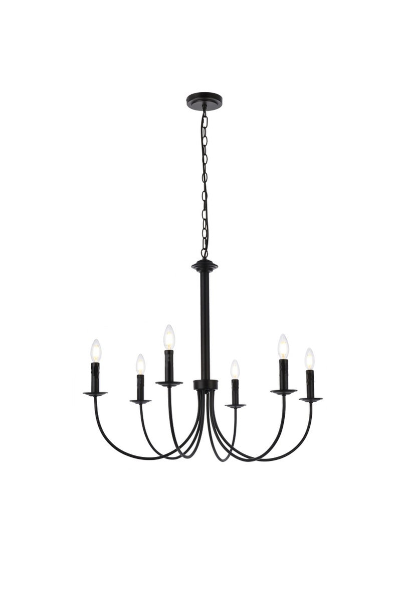 Elegant Lighting - LD7041D32BK - Six Light Pendant - Brielle - Black