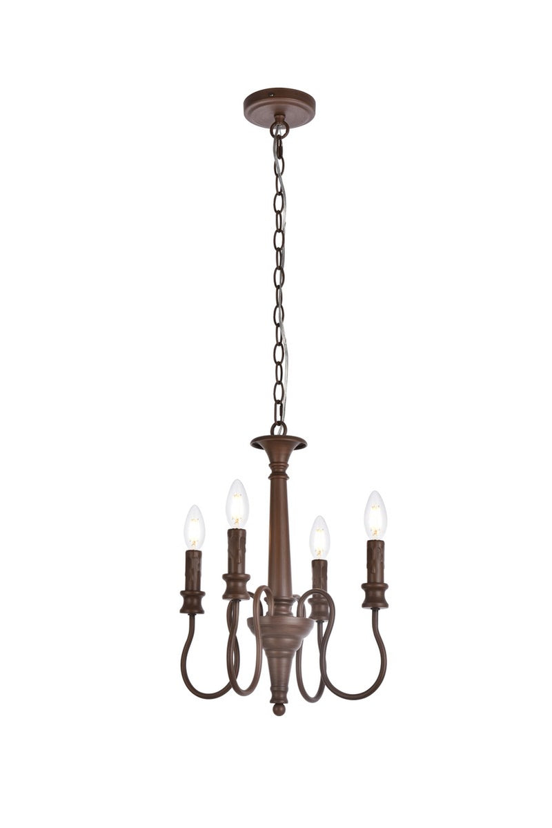 Elegant Lighting - LD7042D14WOK - Four Light Pendant - Flynx - Weathered Oak